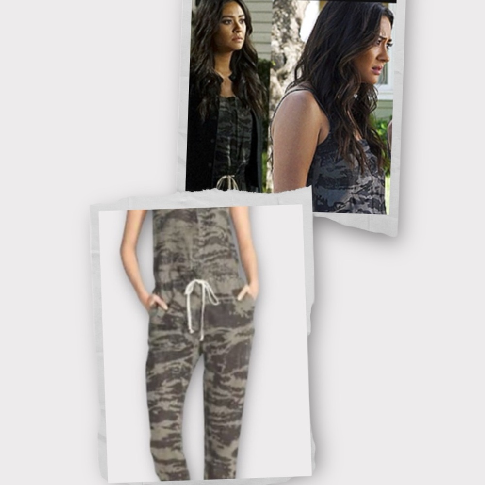 Enza Costa Jumpsuit Small 100% French Linen Cahira Camo ASO Pretty Little Liars